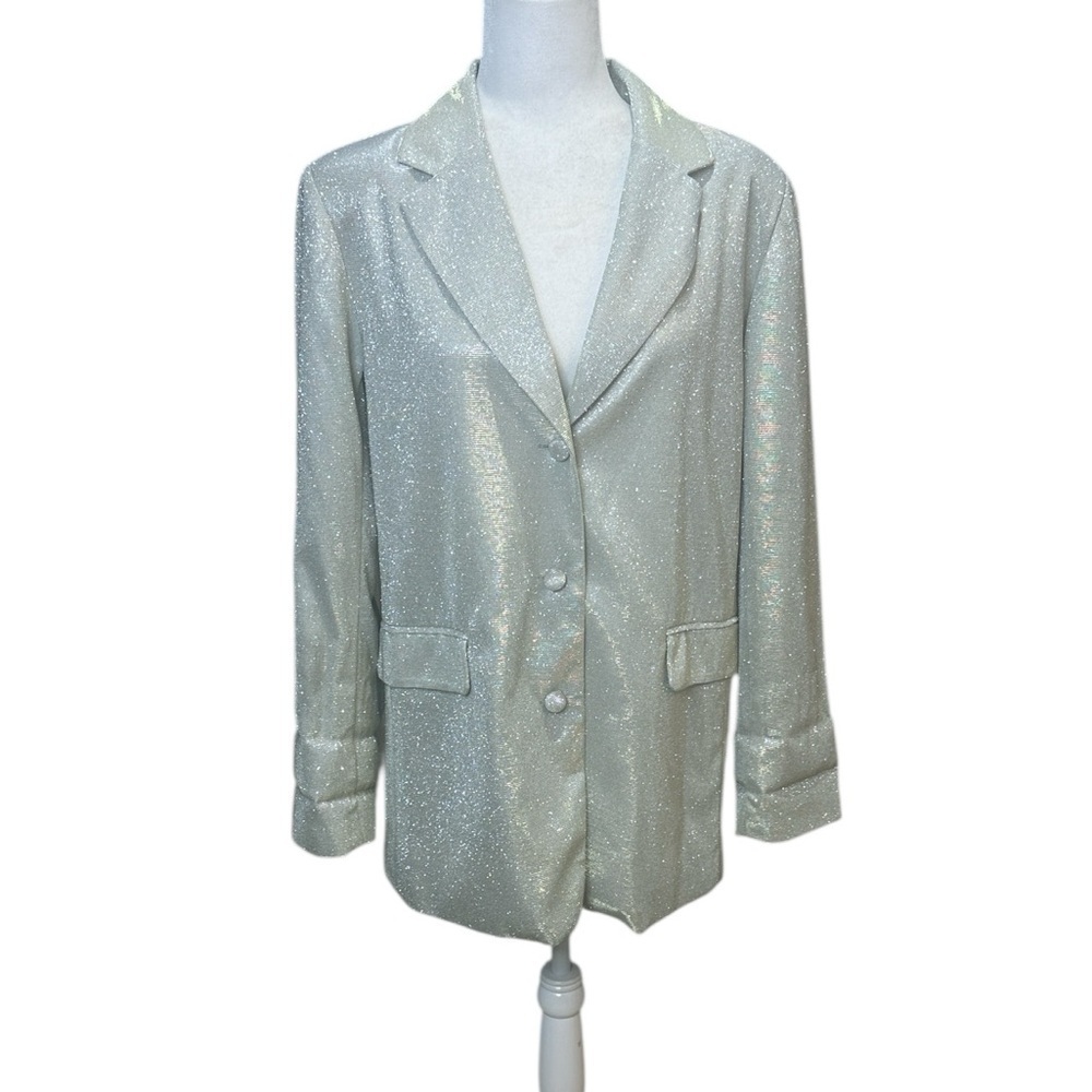 GB Sparkling Silver Metallic Blazer M